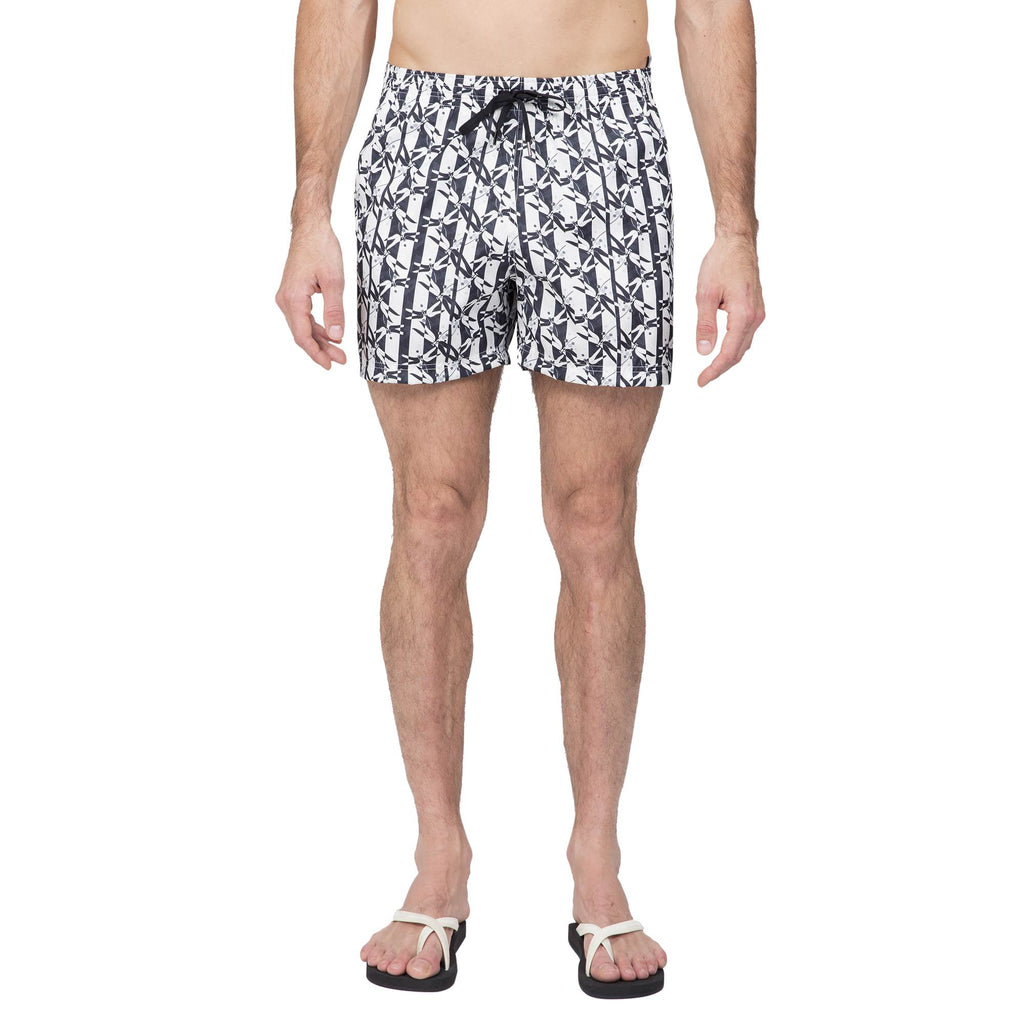 BLACK ELASTICATED MID-LENGTH SWIM BOXER