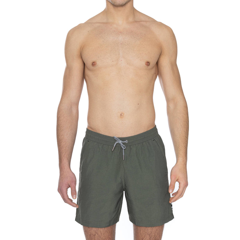 CLAY ELASTICATED NYLON LONG SWIM SHORT