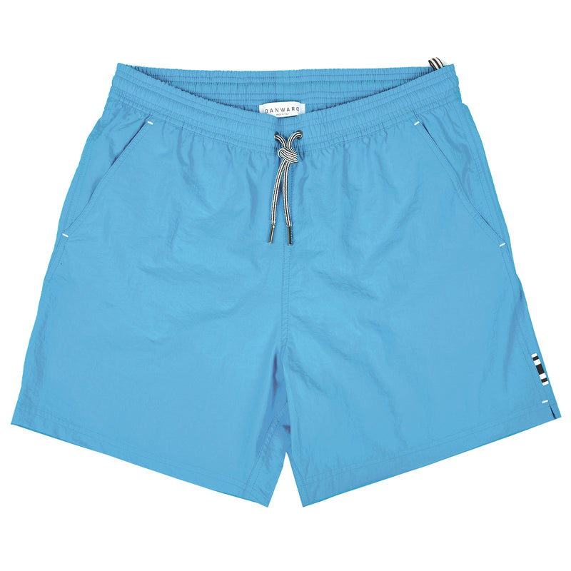 LIGHT BLUE ELASTICATED NYLON LONG SWIM SHORT