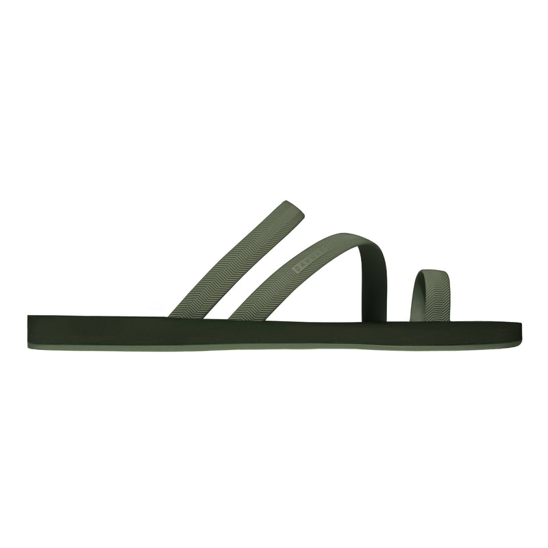 KHAKI FLIP-FLOP WITH ASYMMETRIC CAGED UPPER