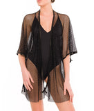 BLACK SHORT KIMONO WITH ALL OVER CRYSTALS