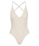 IVORY PATMOS SWIMSUIT WITH CRYSTALS