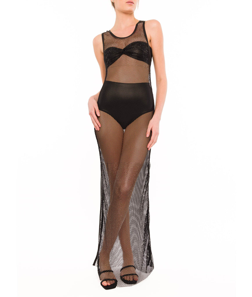mesh tank dress Long Thin White Mesh Tank Dress