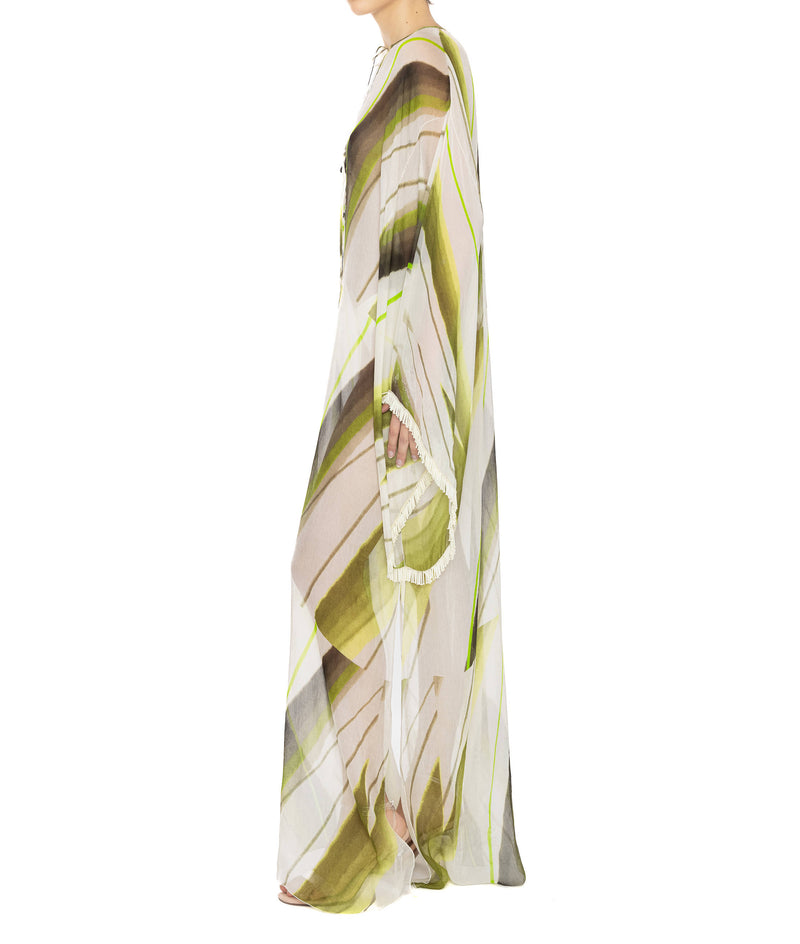 CAFTAN DRESS WITH ASYMMETRIC PRINT