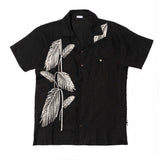 LINEN SHORT SLEEVE SHIRT WITH PALM EMBROIDERY