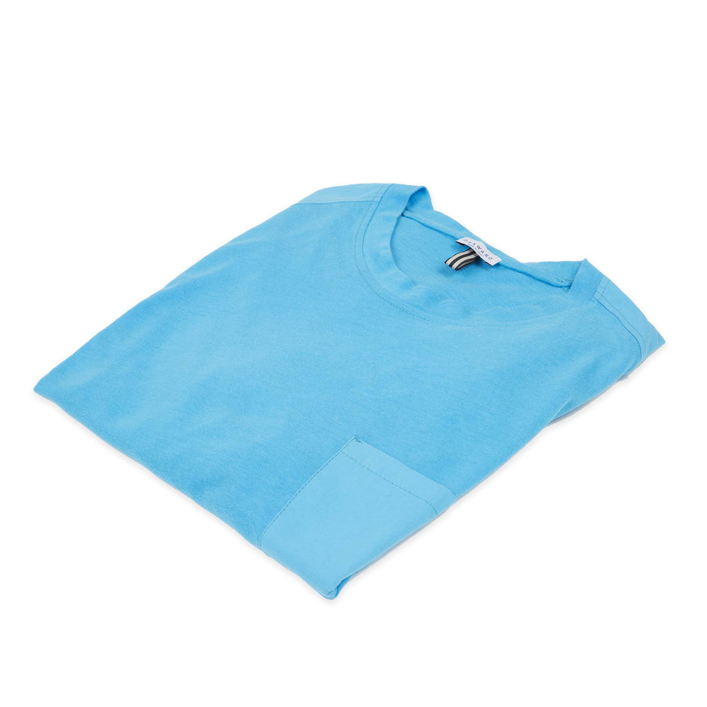 short-sleeved jersey tee shirt with poplin insert
