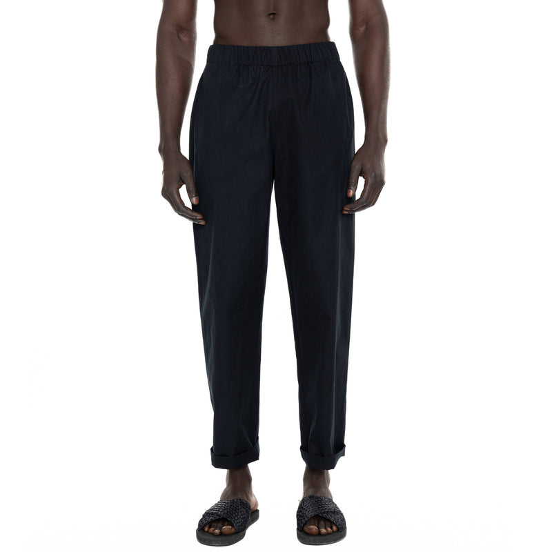 ELASTICATED COTTON TWILL TROUSER