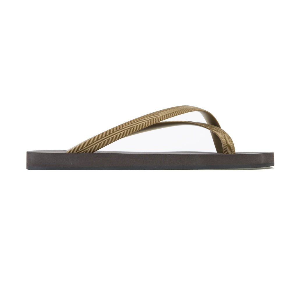 BICOLORED CROSS TOE FLIP-FLOP, MUD WITH GOLD