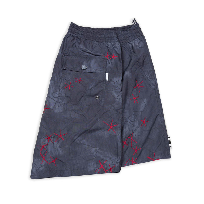 ELASTICATED MID-LENGTH SWIM SHORT WITH RED EMBROIDERY