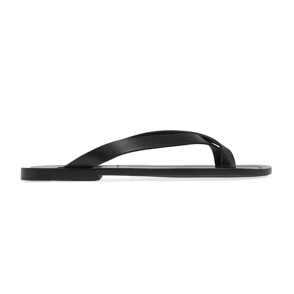 ELEGANT LEATHER CROSS-TOE SANDAL WITH HALF RUBBER SOLE