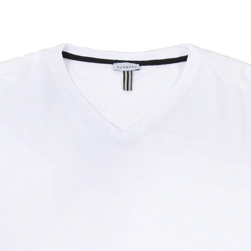 COTTON V-NECK T-SHIRT WITH CONTRAST INSERT DETAIL