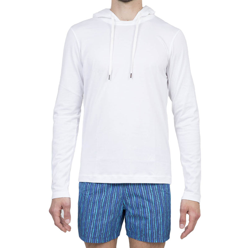 COTTON JERSEY LONG SLEEVE TEE SHIRT WITH HOOD
