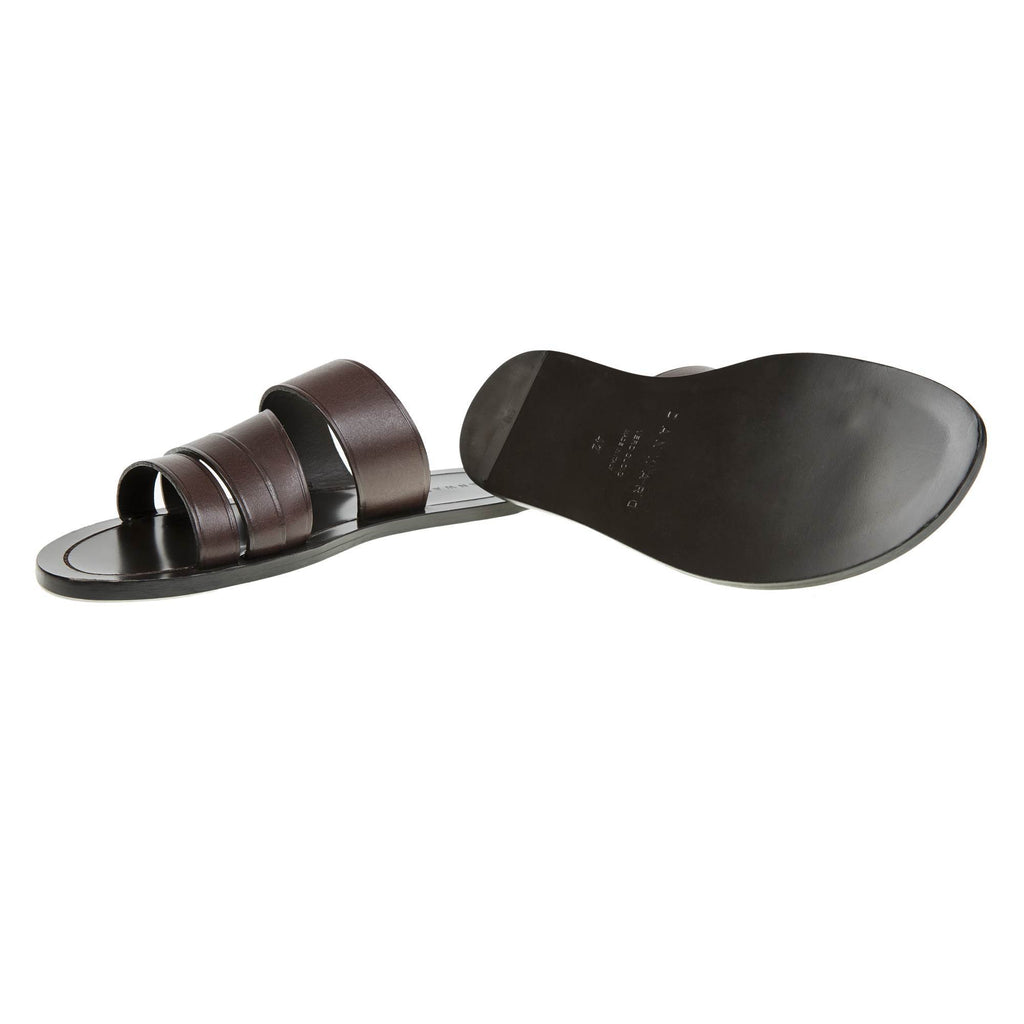 LEATHER MULTI-STRAPPED SANDAL WITH HALF RUBBER SOLE