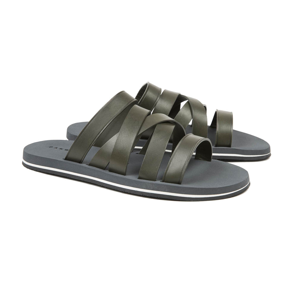 asymmetrical multi-strapped sandal with micro sole