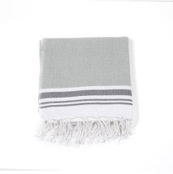 MULTI-COLORED IRREGULAR STRIPED COTTON BEACH TOWEL WITH FRINGES