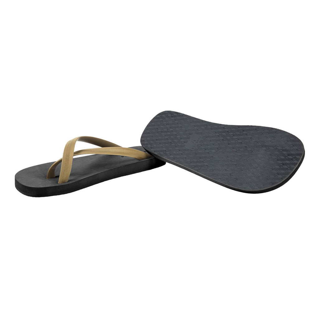 BICOLORED CROSS TOE FLIP-FLOP, BLACK WITH GOLD