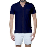 FITTED JERSEY BUTTON DOWN SHORT-SLEEVED SHIRT