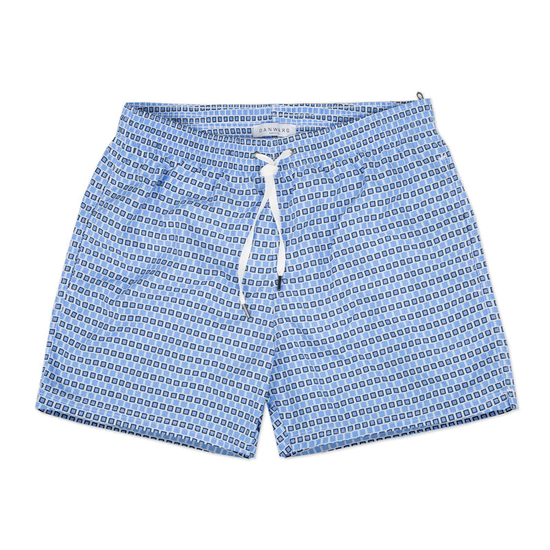 BLUE ELASTICATED MID-LENGTH SWIM SHORT