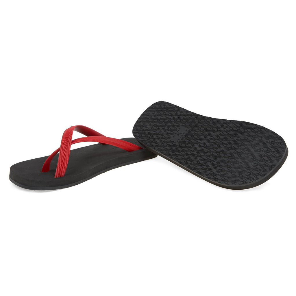 BICOLORED CROSS TOE FLIP-FLOP, BLACK WITH RED