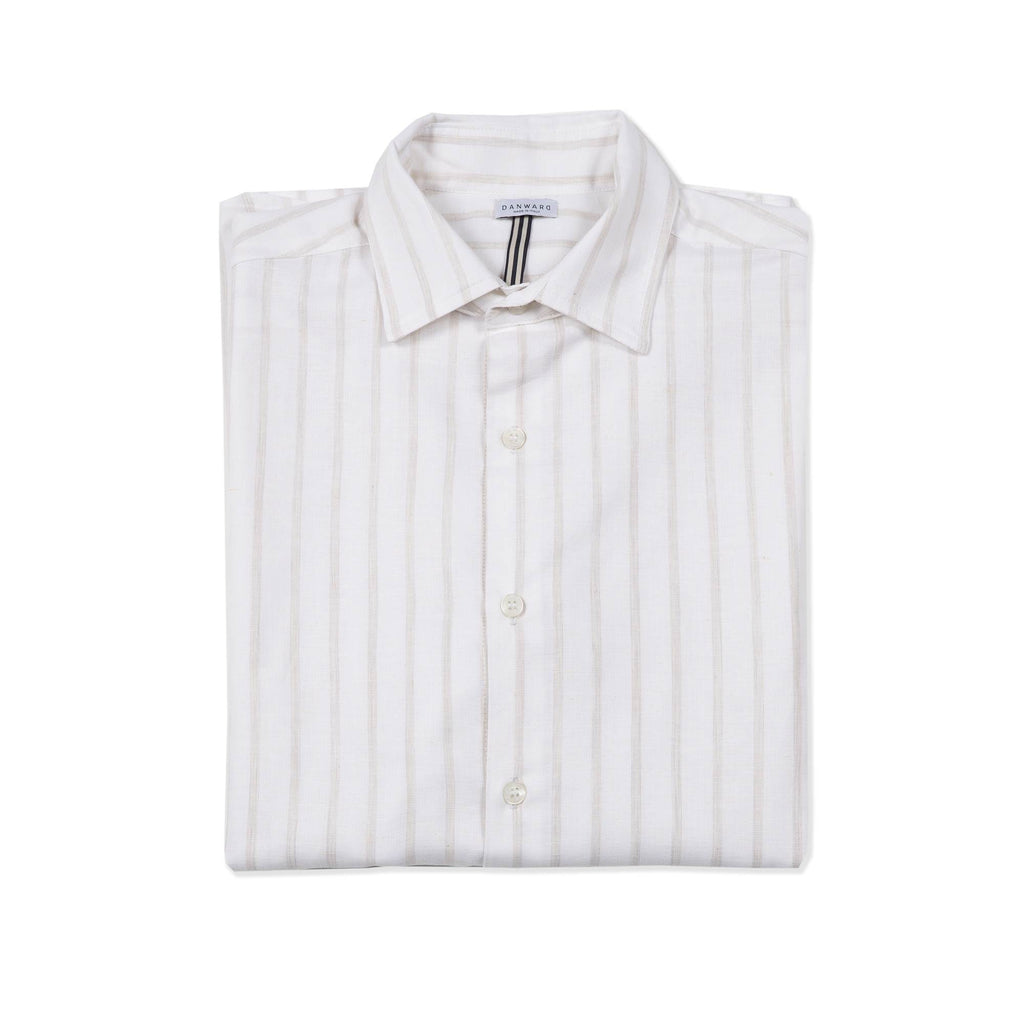 LONG SLEEVE STRIPED SHIRT IN COTTON AND LINEN