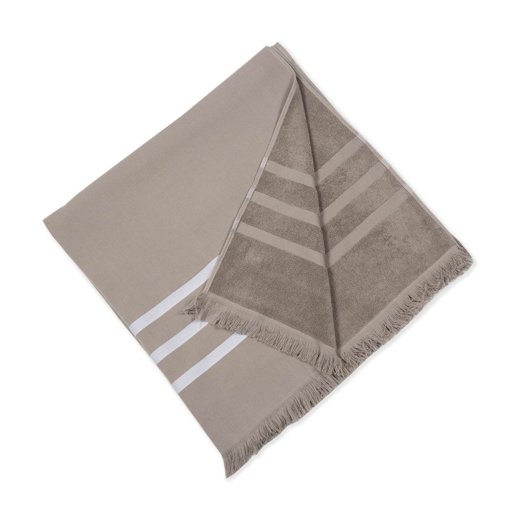 FRINGED JACQUARD COTTON TERRY DOUBLE SIDED BEACH TOWEL
