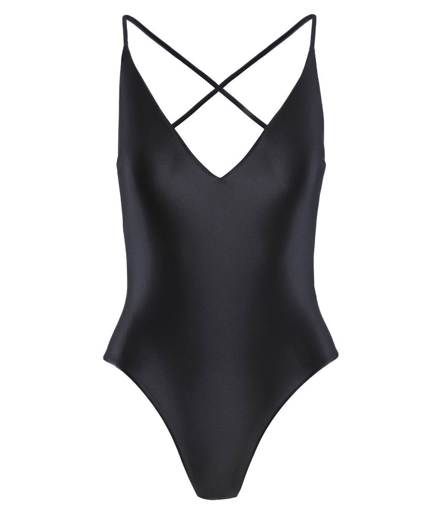 BLACK PATMOS SWIMSUIT WITH CRISS-CROSS STRAPS