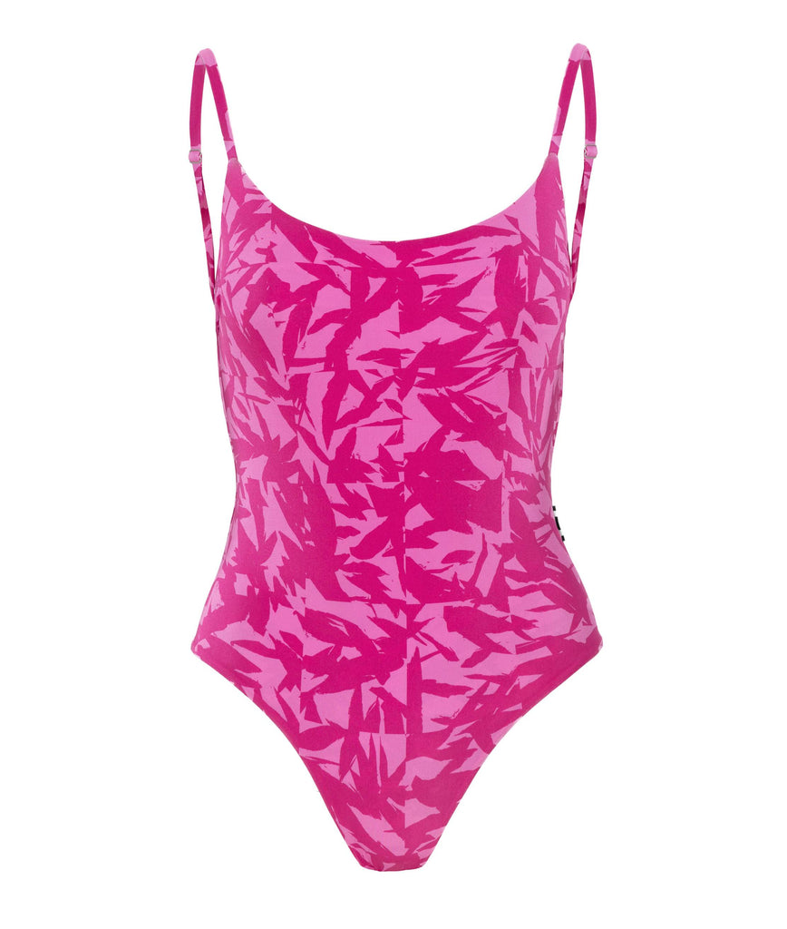 PINK PONZA MAILLOT SWIMSUIT WITH ART FOLD PRINT