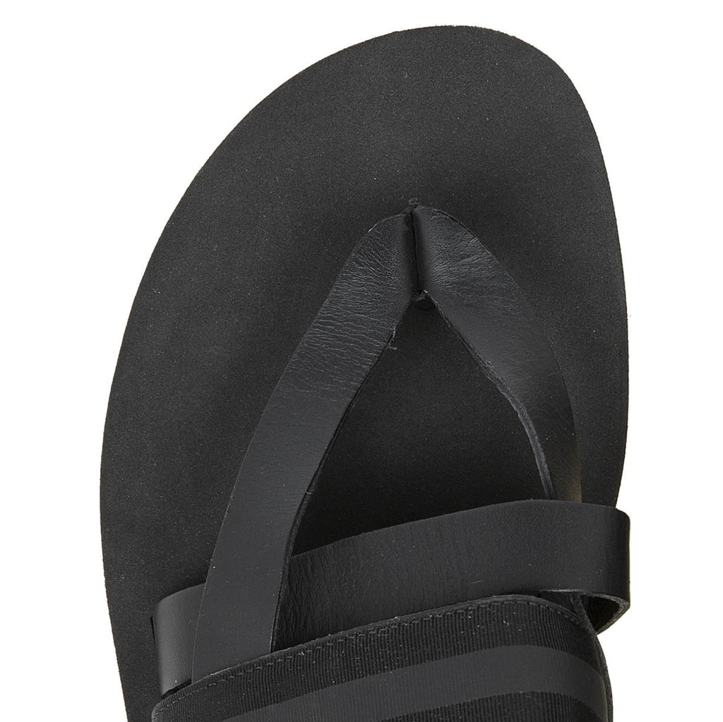 BICOLORED MICRO SOLE LEATHER THONG WITH GROSGRAIN TRIM