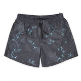 ELASTICATED MID-LENGTH SWIM SHORT WITH BLUE EMBROIDERY