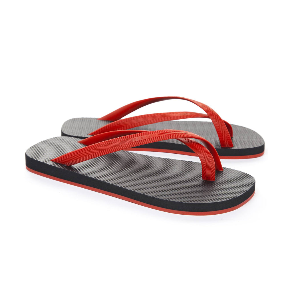 BICOLORED CROSS TOE FLIP-FLOP, BLACK WITH RED