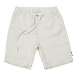 IVORY ELASTICATED LINEN SHORT WITH DRAWSTRING