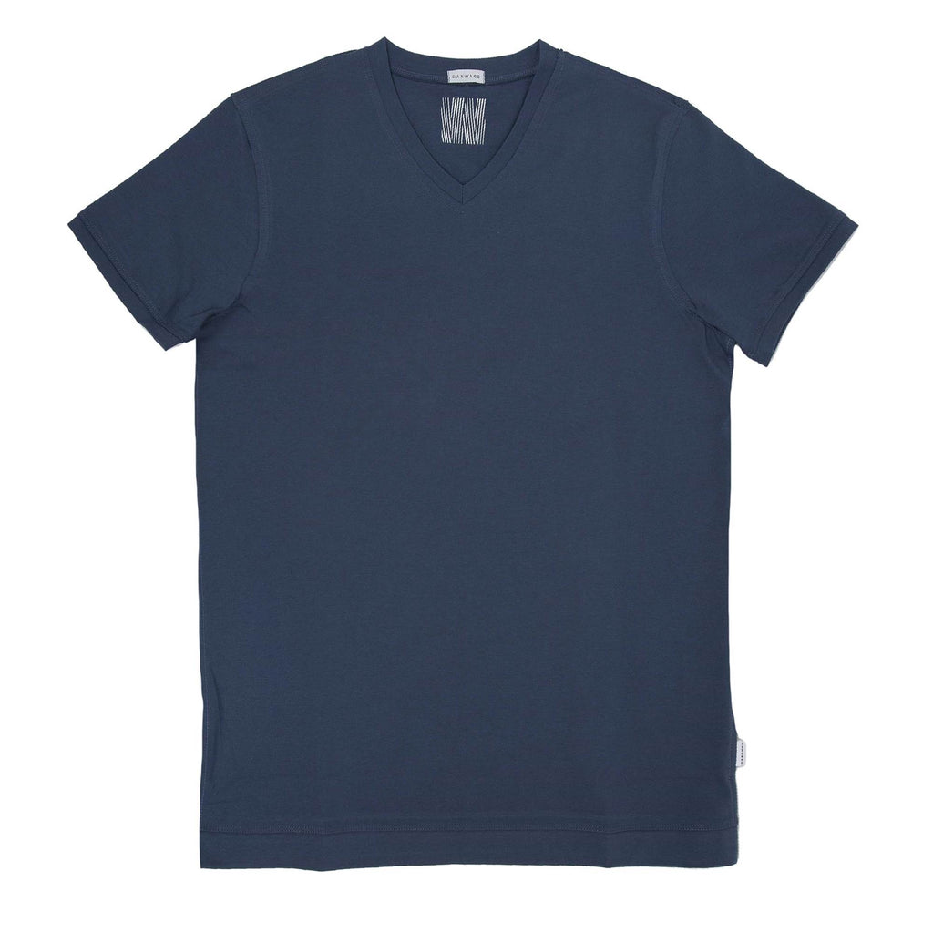 FITTED COTTON JERSEY V-NECK T-SHIRT WITH RAW EDGED SEAMS AND W LOGO INTERIOR PRINT