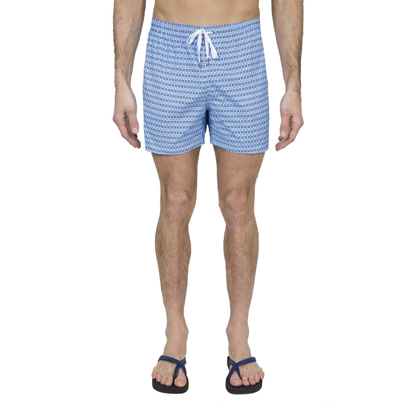 BLUE ELASTICATED MID-LENGTH SWIM SHORT