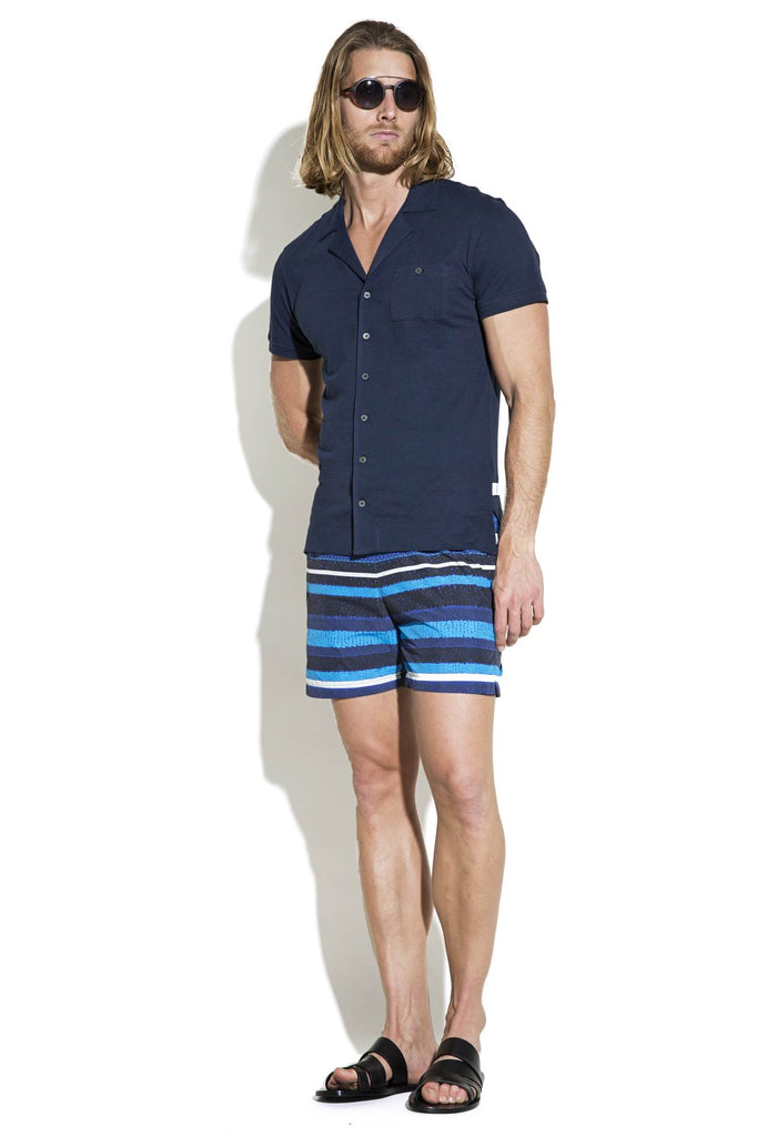 FITTED JERSEY BUTTON DOWN SHORT-SLEEVED SHIRT