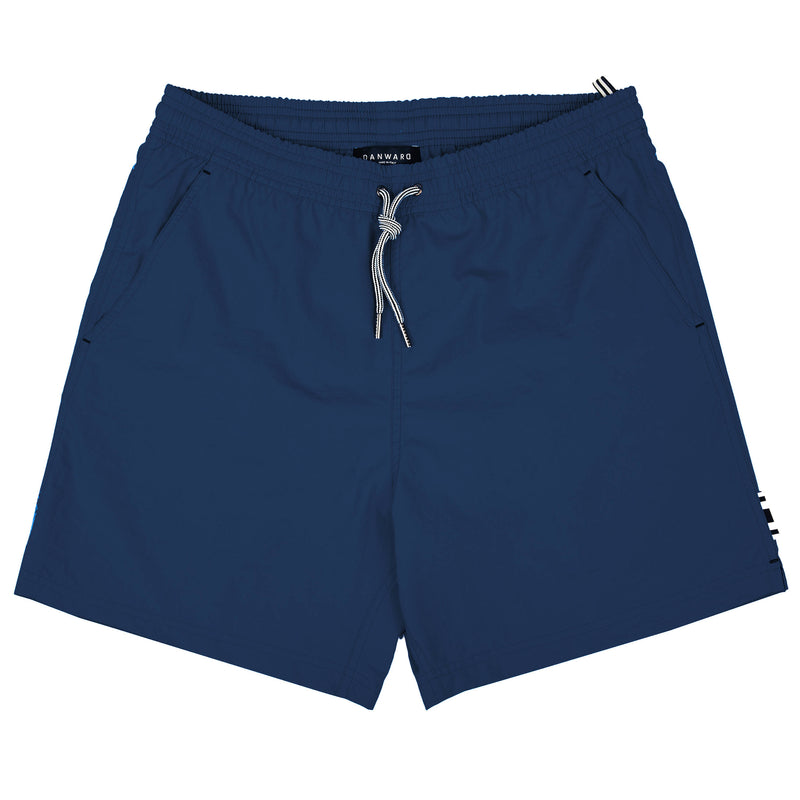 NAVY ELASTICATED NYLON LONG SWIM SHORT