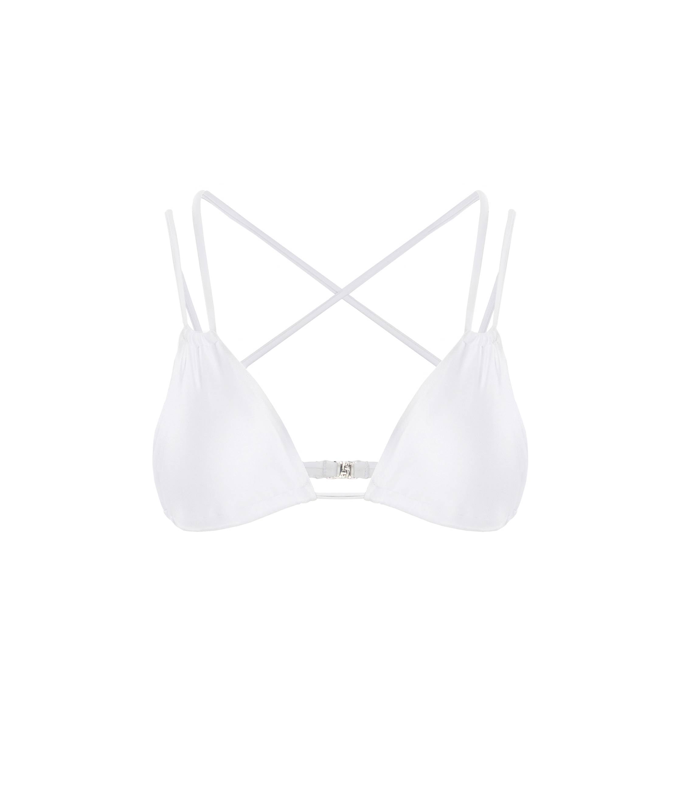 ■DHYANI■ Sashi backpoint bra top ( White) WHITE IDRA TRIANGLE BIKINI TOP WITH DOUBLE STRAP - DanWard