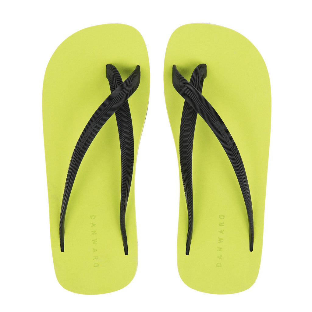 BICOLORED CROSS TOE FLIP-FLOP, GREEN WITH BLACK